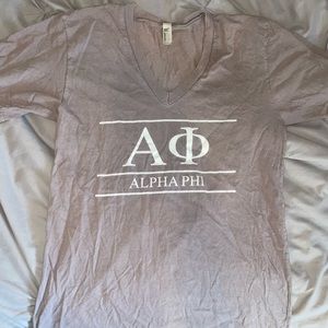 Alpha phi V neck american apparel t shirt